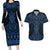 Kikorangi Maori Ta Moko Poutama Art Couples Matching Long Sleeve Bodycon Dress and Hawaiian Shirt