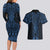 Kikorangi Maori Ta Moko Poutama Art Couples Matching Long Sleeve Bodycon Dress and Hawaiian Shirt
