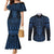 Kikorangi Maori Ta Moko Poutama Art Couples Matching Mermaid Dress and Long Sleeve Button Shirt