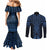 Kikorangi Maori Ta Moko Poutama Art Couples Matching Mermaid Dress and Long Sleeve Button Shirt