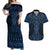 Kikorangi Maori Ta Moko Poutama Art Couples Matching Off Shoulder Maxi Dress and Hawaiian Shirt