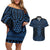 Kikorangi Maori Ta Moko Poutama Art Couples Matching Off Shoulder Short Dress and Hawaiian Shirt