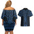 Kikorangi Maori Ta Moko Poutama Art Couples Matching Off Shoulder Short Dress and Hawaiian Shirt