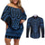 Kikorangi Maori Ta Moko Poutama Art Couples Matching Off Shoulder Short Dress and Long Sleeve Button Shirt