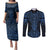 Kikorangi Maori Ta Moko Poutama Art Couples Matching Puletasi and Long Sleeve Button Shirt