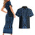 Kikorangi Maori Ta Moko Poutama Art Couples Matching Short Sleeve Bodycon Dress and Hawaiian Shirt