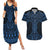 Kikorangi Maori Ta Moko Poutama Art Couples Matching Summer Maxi Dress and Hawaiian Shirt