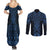 Kikorangi Maori Ta Moko Poutama Art Couples Matching Summer Maxi Dress and Long Sleeve Button Shirt