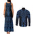 Kikorangi Maori Ta Moko Poutama Art Couples Matching Tank Maxi Dress and Long Sleeve Button Shirt