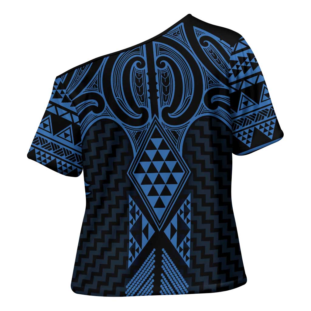 Kikorangi Maori Ta Moko Poutama Art Cross Shoulder Shirt - Polynesian Pride