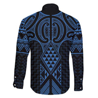 Kikorangi Maori Ta Moko Poutama Art Family Matching Off Shoulder Maxi Dress and Hawaiian Shirt