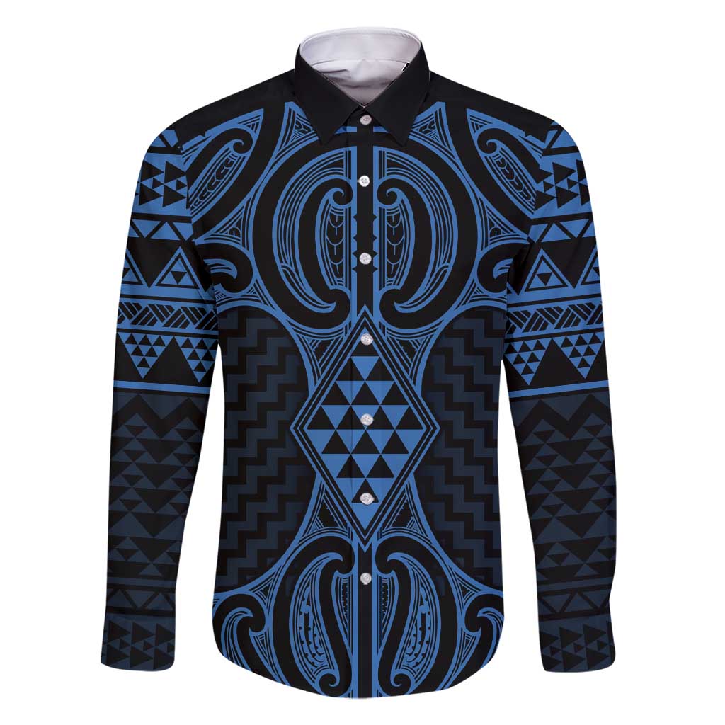 Kikorangi Maori Ta Moko Poutama Art Family Matching Short Sleeve Bodycon Dress and Hawaiian Shirt