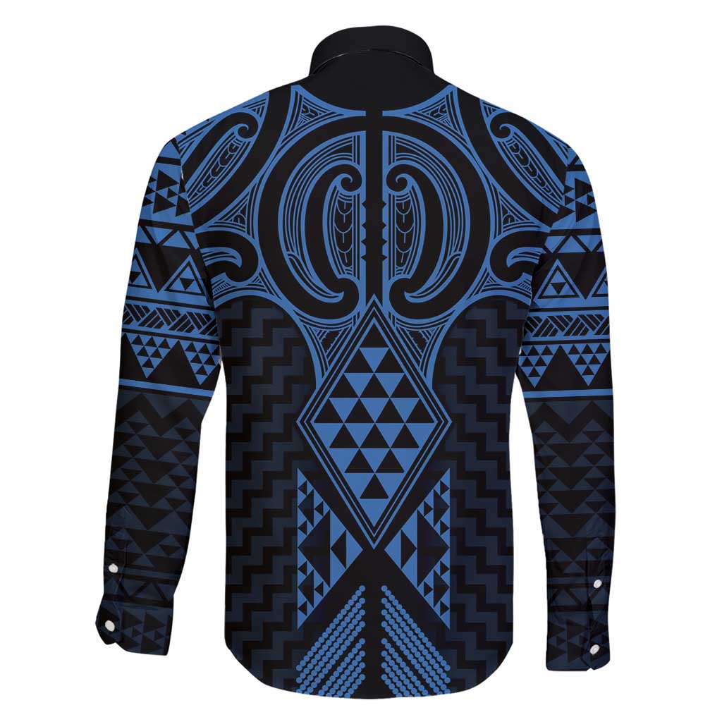 Kikorangi Maori Ta Moko Poutama Art Family Matching Short Sleeve Bodycon Dress and Hawaiian Shirt