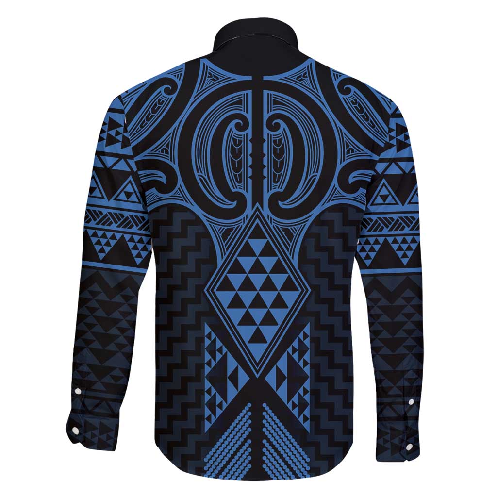 Kikorangi Maori Ta Moko Poutama Art Family Matching Tank Maxi Dress and Hawaiian Shirt