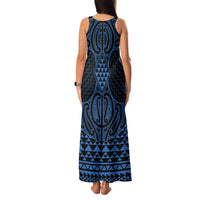 Kikorangi Maori Ta Moko Poutama Art Family Matching Tank Maxi Dress and Hawaiian Shirt