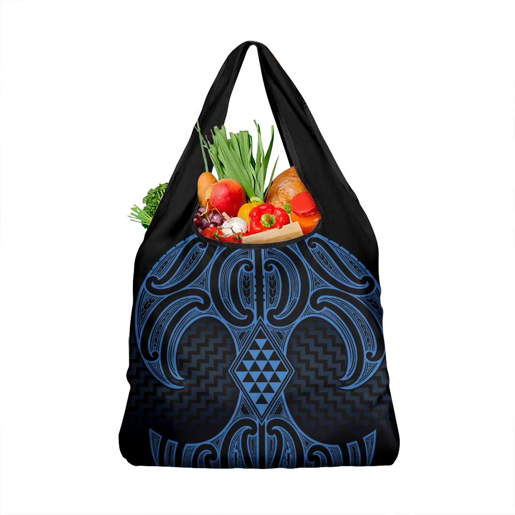 Kikorangi Maori Ta Moko Poutama Art Grocery Bag LT9 1-pack One Size Blue - Polynesian Pride