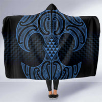 Kikorangi Maori Ta Moko Poutama Art Hooded Blanket LT9 One Size Blue - Polynesian Pride