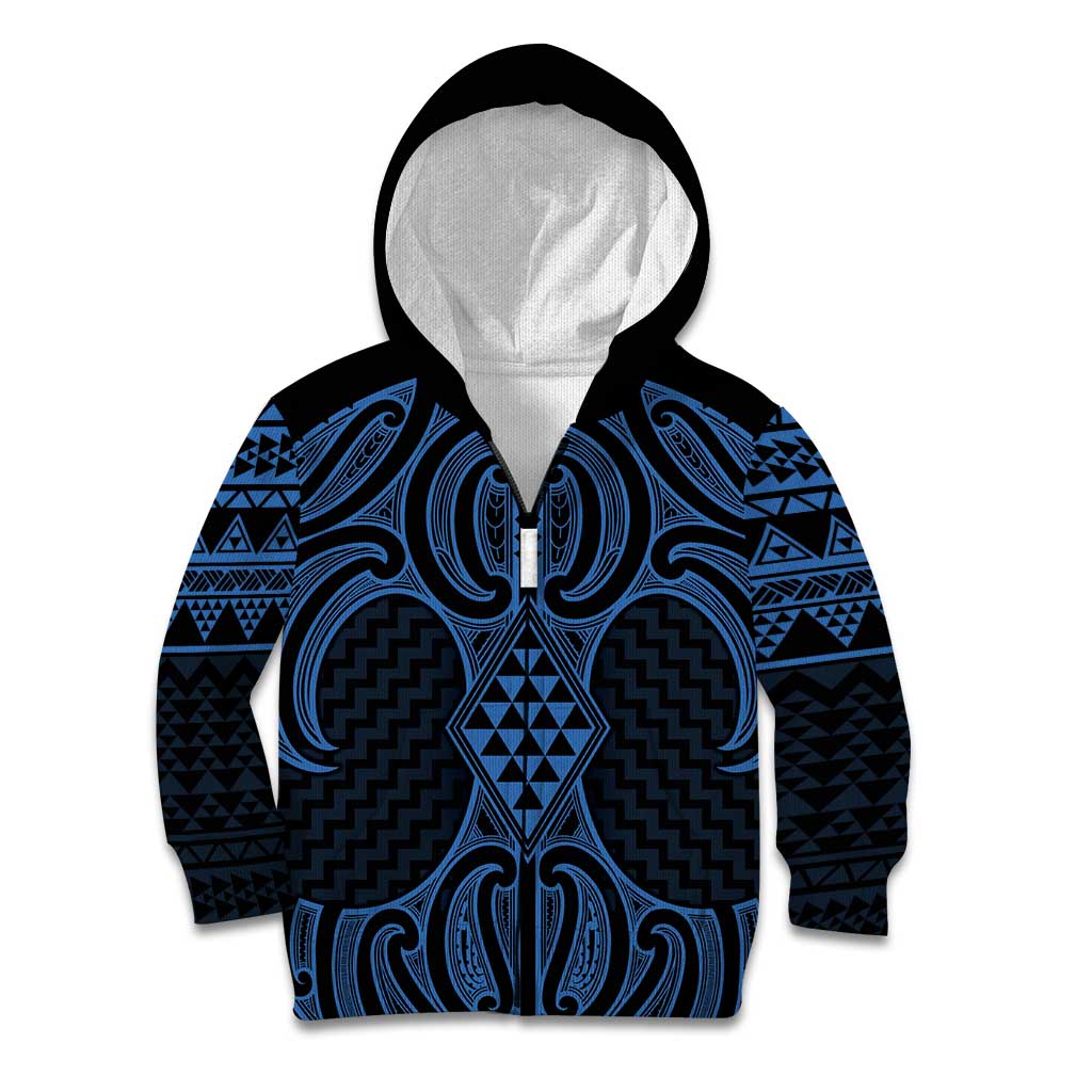 Kikorangi Maori Ta Moko Poutama Art Kid Hoodie