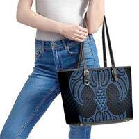 Kikorangi Maori Ta Moko Poutama Art Leather Tote Bag