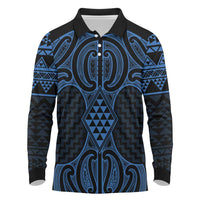 Kikorangi Maori Ta Moko Poutama Art Long Sleeve Polo Shirt