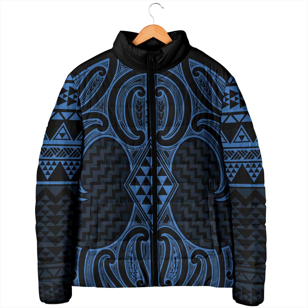 Kikorangi Maori Ta Moko Poutama Art Padded Jacket - Polynesian Pride