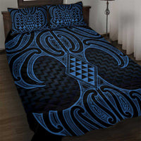 Kikorangi Maori Ta Moko Poutama Art Quilt Bed Set LT9 Blue - Polynesian Pride