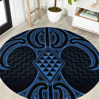 Kikorangi Maori Ta Moko Poutama Art Round Carpet