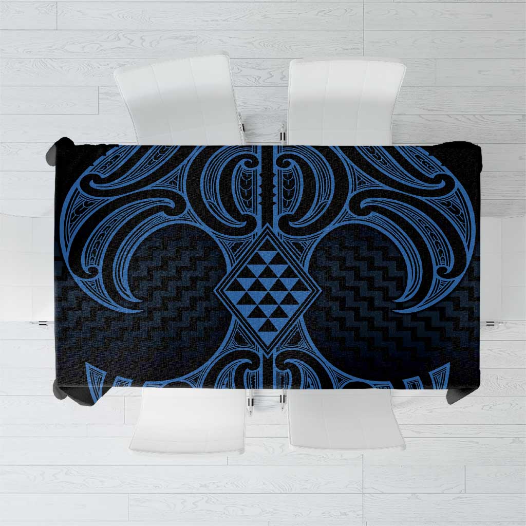 Kikorangi Maori Ta Moko Poutama Art Tablecloth LT9 Blue - Polynesian Pride
