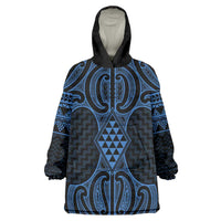 Kikorangi Maori Ta Moko Poutama Art Wearable Blanket Hoodie LT9 One Size Blue - Polynesian Pride