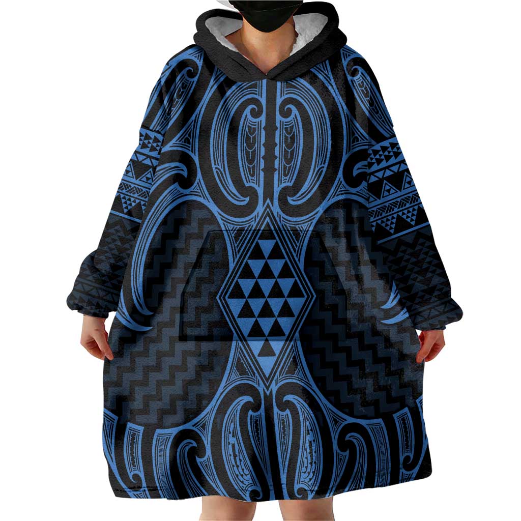 Kikorangi Maori Ta Moko Poutama Art Wearable Blanket Hoodie LT9 - Polynesian Pride