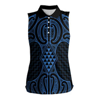 Kikorangi Maori Ta Moko Poutama Art Women Sleeveless Polo Shirt