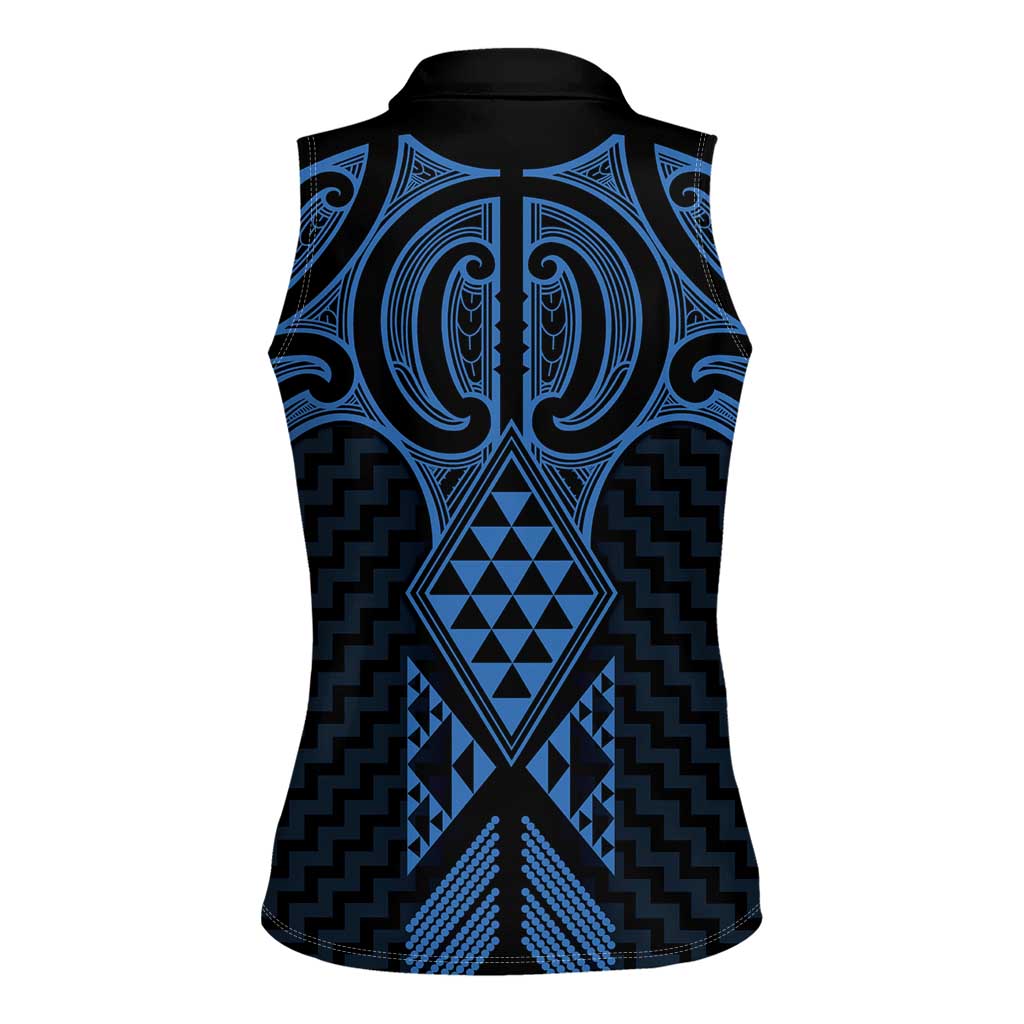 Kikorangi Maori Ta Moko Poutama Art Women Sleeveless Polo Shirt