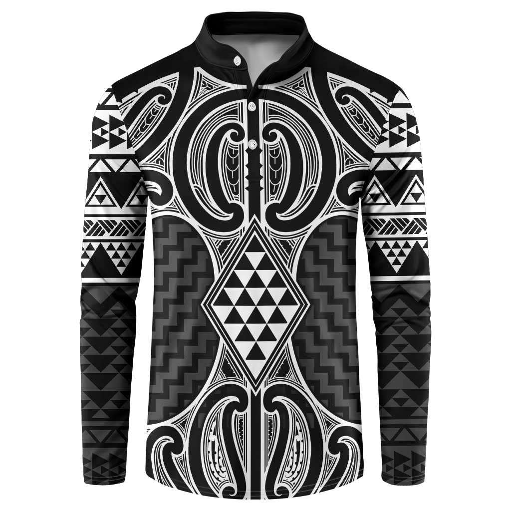Ma Maori Ta Moko Poutama Art Button Sweatshirt LT9 White - Polynesian Pride