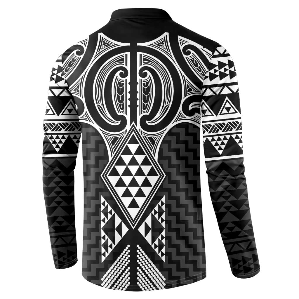 Ma Maori Ta Moko Poutama Art Button Sweatshirt LT9 - Polynesian Pride