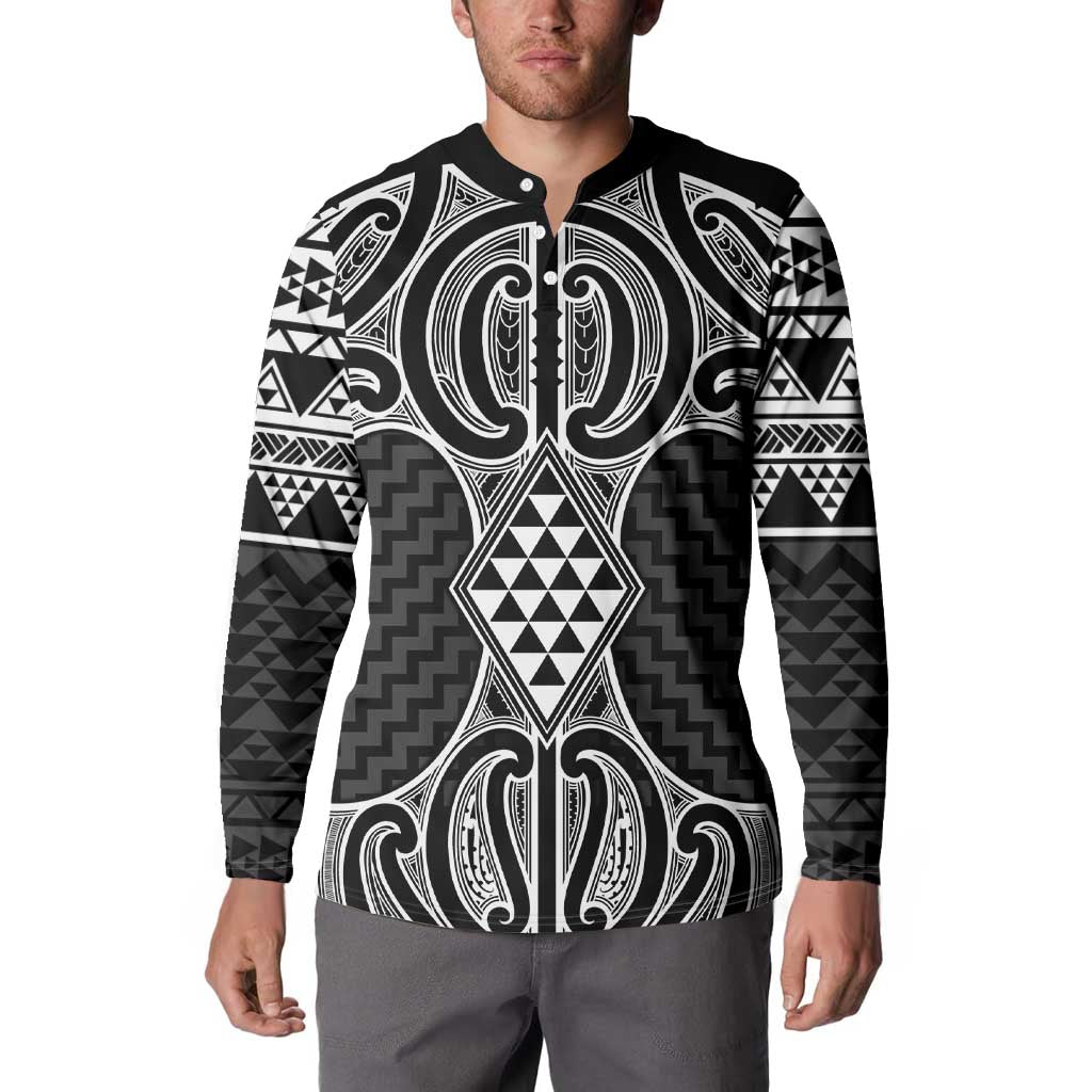 Ma Maori Ta Moko Poutama Art Button Sweatshirt LT9 - Polynesian Pride