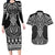 Ma Maori Ta Moko Poutama Art Couples Matching Long Sleeve Bodycon Dress and Hawaiian Shirt