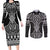 Ma Maori Ta Moko Poutama Art Couples Matching Long Sleeve Bodycon Dress and Long Sleeve Button Shirt