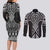 Ma Maori Ta Moko Poutama Art Couples Matching Long Sleeve Bodycon Dress and Long Sleeve Button Shirt