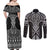 Ma Maori Ta Moko Poutama Art Couples Matching Off Shoulder Maxi Dress and Long Sleeve Button Shirt