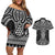 Ma Maori Ta Moko Poutama Art Couples Matching Off Shoulder Short Dress and Hawaiian Shirt