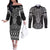 Ma Maori Ta Moko Poutama Art Couples Matching Off The Shoulder Long Sleeve Dress and Long Sleeve Button Shirt