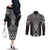 Ma Maori Ta Moko Poutama Art Couples Matching Off The Shoulder Long Sleeve Dress and Long Sleeve Button Shirt