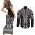 Ma Maori Ta Moko Poutama Art Couples Matching Short Sleeve Bodycon Dress and Long Sleeve Button Shirt