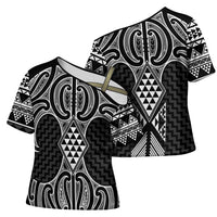 Ma Maori Ta Moko Poutama Art Cross Shoulder Shirt - Polynesian Pride