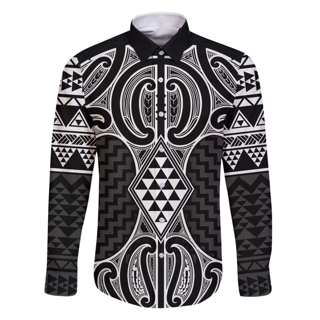 Ma Maori Ta Moko Poutama Art Family Matching Long Sleeve Bodycon Dress and Hawaiian Shirt