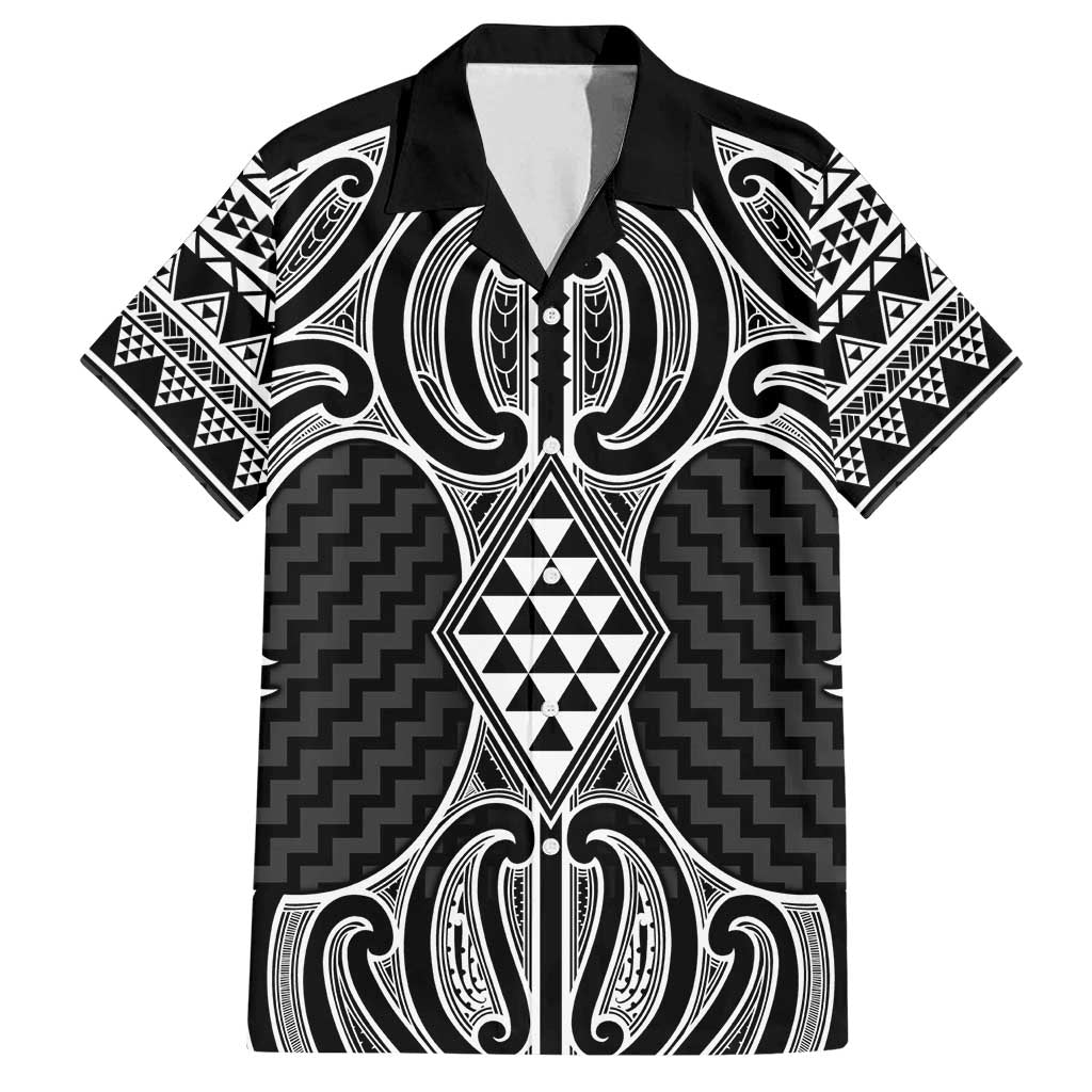 Ma Maori Ta Moko Poutama Art Family Matching Off Shoulder Maxi Dress and Hawaiian Shirt