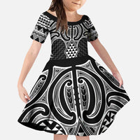 Ma Maori Ta Moko Poutama Art Family Matching Short Sleeve Bodycon Dress and Hawaiian Shirt