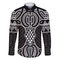 Ma Maori Ta Moko Poutama Art Family Matching Summer Maxi Dress and Hawaiian Shirt LT9 Dad's Shirt - Long Sleeve White - Polynesian Pride