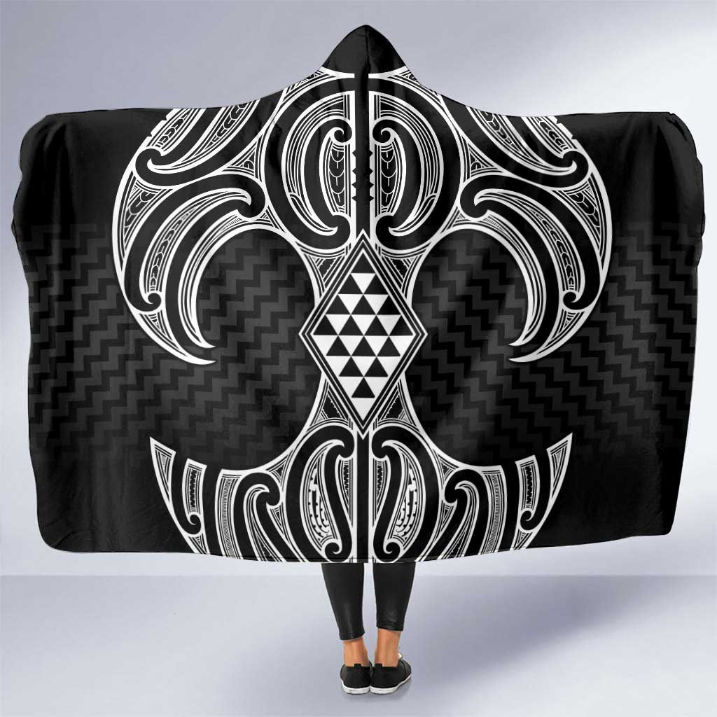 Ma Maori Ta Moko Poutama Art Hooded Blanket LT9 One Size White - Polynesian Pride