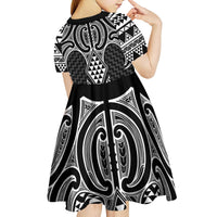 Ma Maori Ta Moko Poutama Art Kid Short Sleeve Dress LT9 - Polynesian Pride